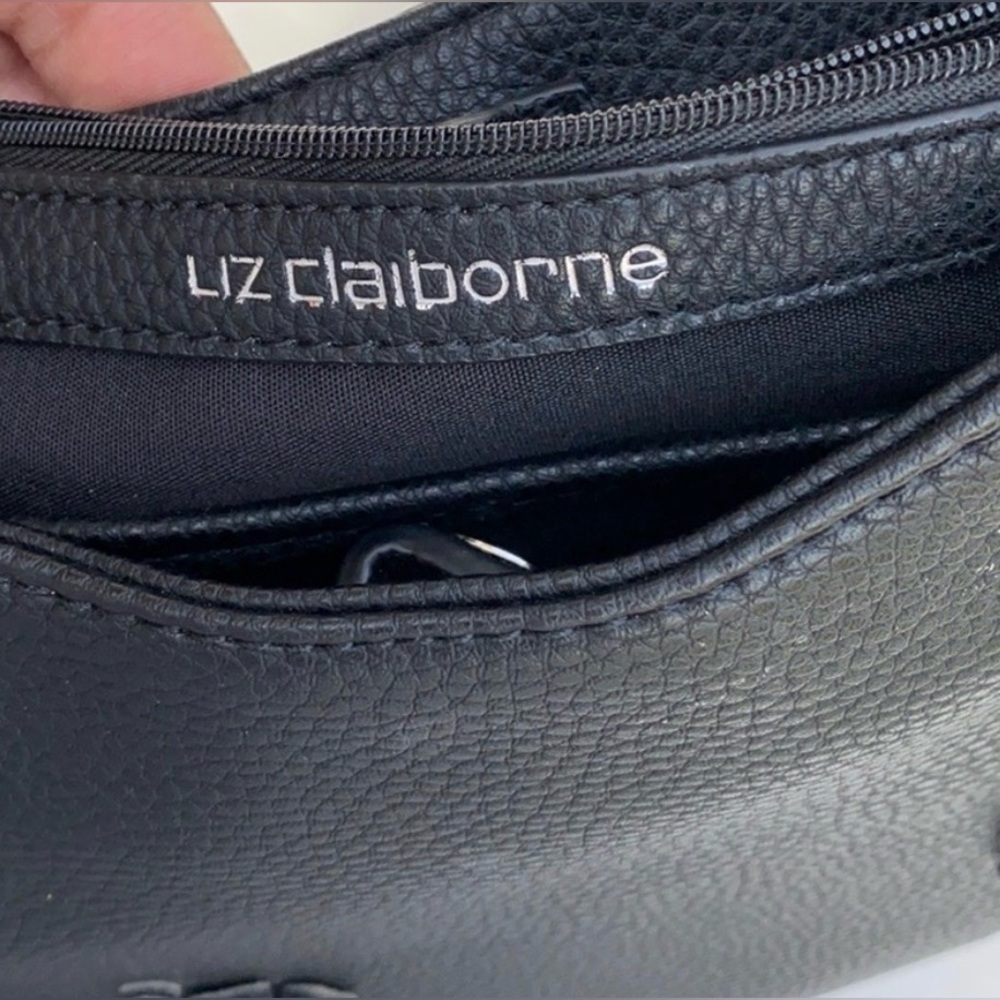 LIZ CLAIBORNE Beautiful Floral Embellished,  Durable, Large Hobo Bag, Black, EUC - Picture 10 of 10
